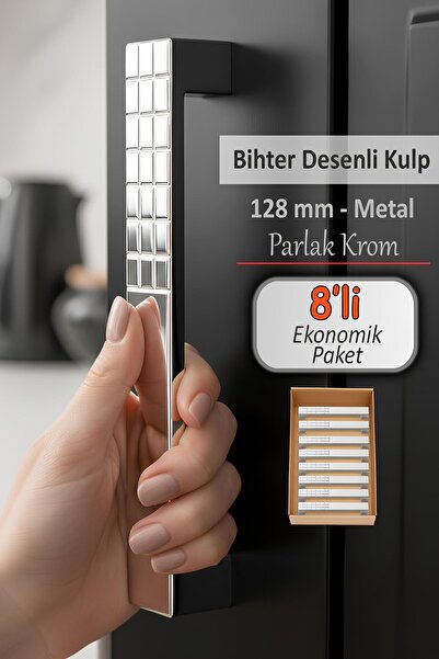 GLASWEN 128 mm hromirana kuhinjska ručka - 8 komada Bihter Sa deznom , metaln...