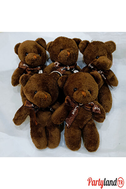PartylandTR 5 Adet Peluş Ayıcık Anahtarlık Kahve Rengi 12 cm. Anahtarlıklı 16...