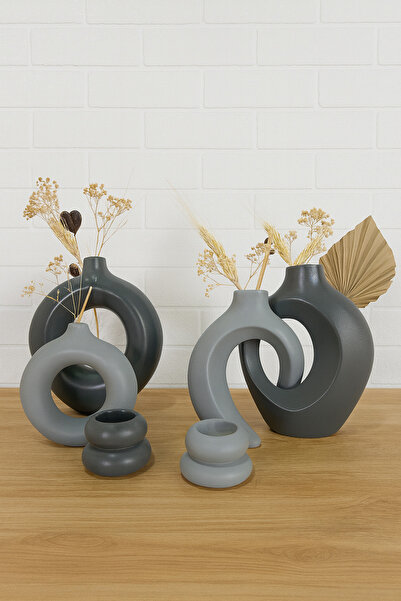 Zigzag Home Διακοσμητικό Σετ Βάζων 6 τεμαχίων Βάζο Εραστής Κισσός και Δαχτυλί...