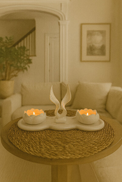 Zigzag Home Dekoratif 4 Parça Biblo Set Melek Kanadı , Lotus Mumluklar ve Org...