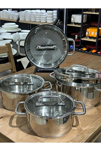 GUNES ZUCCACIYE Arow Venita 8 Parça 304 Paslanmaz Çelik Cam Kapaklı Çeyizlik ...