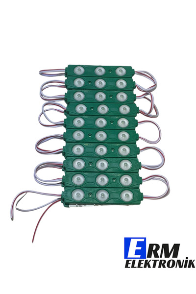 ERM Su Geçirmez 3 LED’li Lensli Modül – 12V Yeşil Işık | Yüksek Parlaklık (10...