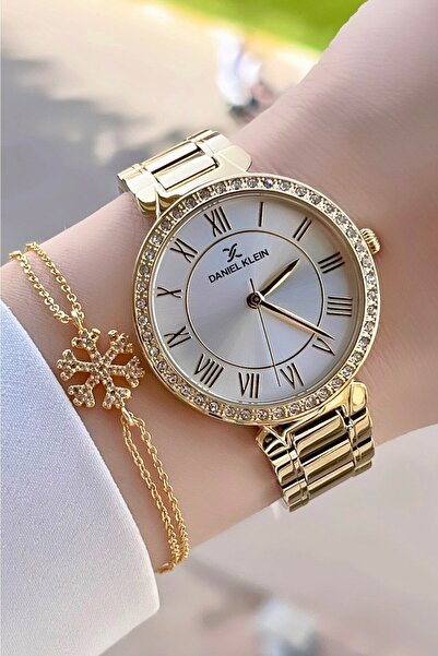 Daniel Klein Gold Renk Modern Kadın Kol Saati Ve Bileklik