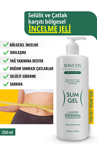 Ravcos Bölgesel İncelme, Sıkılaştırıcı, Selülit ve Çatlak Karşıtı Slim Jel 25...