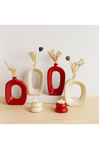 Zigzag Home Dekorativni set od 6 komada vaza i držača za sveće, vaza u boemsk...