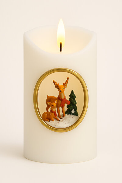 Genel Markalar Müzikli Dönen Yılbaşı Geyikli LED Mum