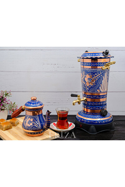 ERİZA 2.9 Litre 220V Elektrikli İşlemeli Bakır Semaver