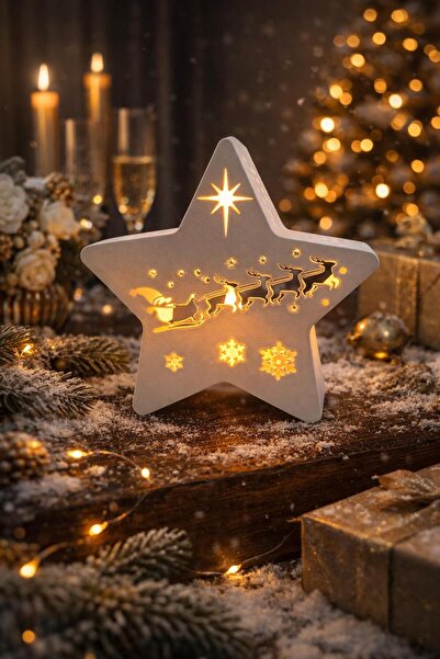 oraychess Yılbaşı Dekoratif Işıklı Yıldız Biblo – 3D yazıcı ürünü Noel Süsü, ...