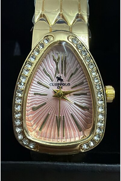 Gerçek Hediyelik Şık Kadın Kol Saati - Altın Renk Kordon , Taşlı, Zarif, Kutulu