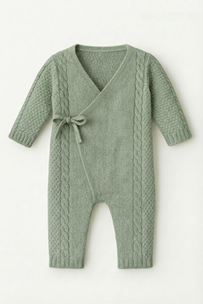 Babily Baby Kimono Lace-Up Knitted Jumpsuit Knitwear 0-1 Years Unisex