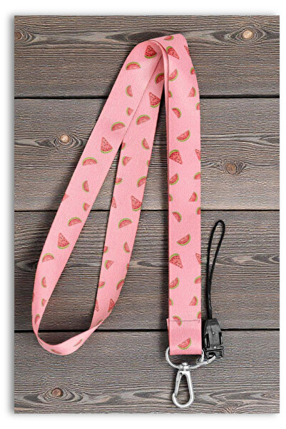 Mia Aurora Pembe Karpuz Desenli Boyun Askı İpi Telefon Askısı Yaz Temalı Kiml...