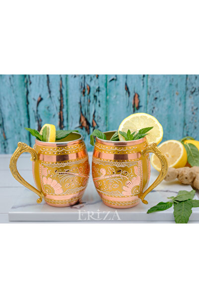 ERİZA كوب كوكتيل من النحاس السميك المعلب المطرز بوزن 50 سم مكعب، كأس