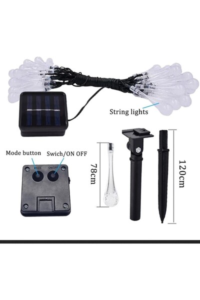 sgeteknoloji Güneş Enerjili 6 Metre 30 Led Sarı Bahçe Teras Parti Balkon Süsü...