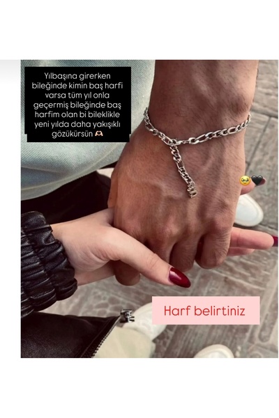 pofudukcase Kararmaz Garanti Çelik Harf Bileklik -Ayarlanabilir Zincir Harfli...