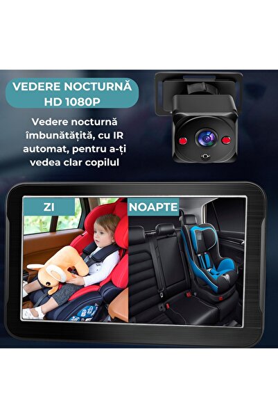 OEM Monitor auto bebelusi 7" IPS, camera Full HD 1080p, night vision IR 150°, IP68, supraveghere