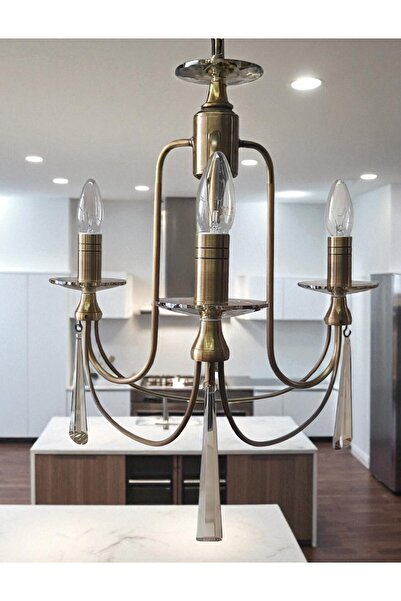 yıldırımavize 3 lü kontes eskitme avize Bal kristalli (TAM MONTAJLI)