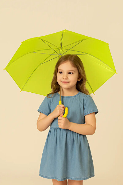 Toptancı Amca Renkli Şemsiye Çocuk Şemsiyesi Yeşil-Pembe-Mavi-Fosfor Sarı-Mor...