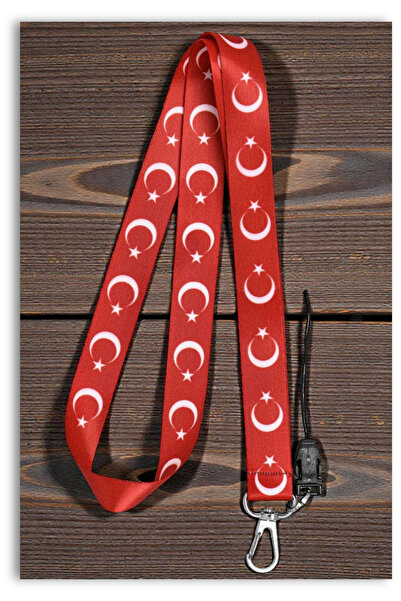 Mia Aurora Türk Bayrağı Ay Yıldız Desenli Boyun Askı İpi Telefon Anahtarlık K...