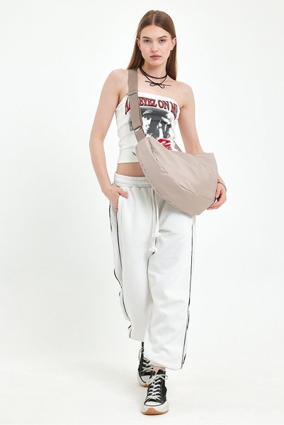 Fluffy Turkey Su Geçirmez Moon Tote Bag Fermuarlı, Astarlı , Omuz & Çapraz / Spor & Günlük Çanta (BOY:26 EN:59)