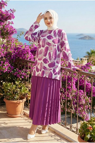 modamira kadın sandy 2li eteği piliseli ikil tesettür etekli takım