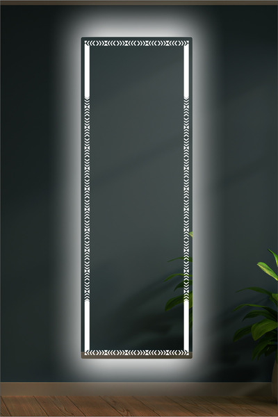 KaraçamDekor Lazer Kumlamalı Ledli Boy Aynası