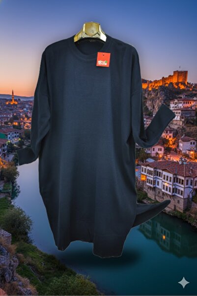 elma abone Super Battal Stuffy Knitted Tunic with Slits