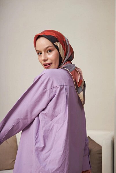 İpekhan Geometrik Bakır Pamuk Viskon Eşarp