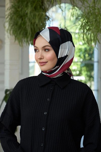 İpekhan Summer Sparkle Collection Soft Scarf Black White Cream 1186-09