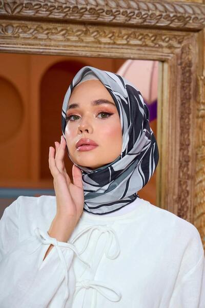 İpekhan Eșarfă moale de colecție Marrakech Negru Gri 1199-13