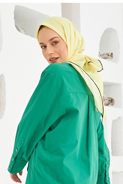 İpekhan Жълт памучно-вискозен шал с шарки