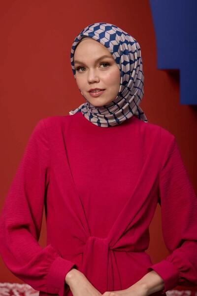 İpekhan Marrakech Koleksiyon Soft Eşarp Açık Vizon Lacivert 1194-02