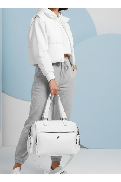 Çanta Trend Miami Polo Clup Oversized White Casual Bag