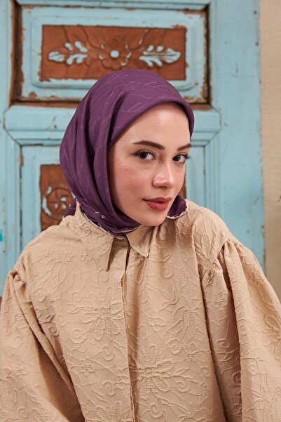 İpekhan İpekhan Monogram Serisi Mor Pamuk Viskon Eşarp 1118-06