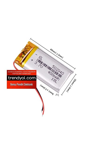 Batmax 20x40mm Lipo Pil 502040 Lipo Pil 502040 3.7v 400mah Lipo Pil 5mm Kalın...