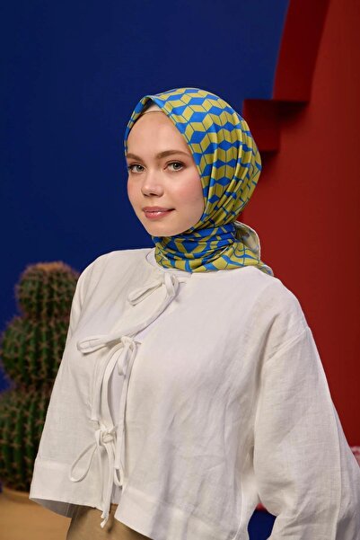 İpekhan Marrakech Koleksiyon Soft Eşarp Gold Mavi 1194-07