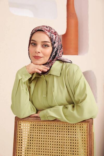 İpekhan Eșarfă din viscoză din bumbac roșu Claret Ipekhan Ethnic Series 1116-11