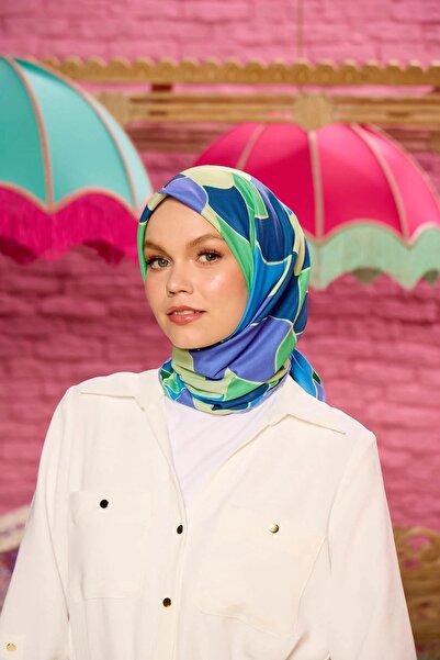 İpekhan Marrakech Koleksiyon Soft Eşarp Su Yeşili Gece Mavi 1198-10