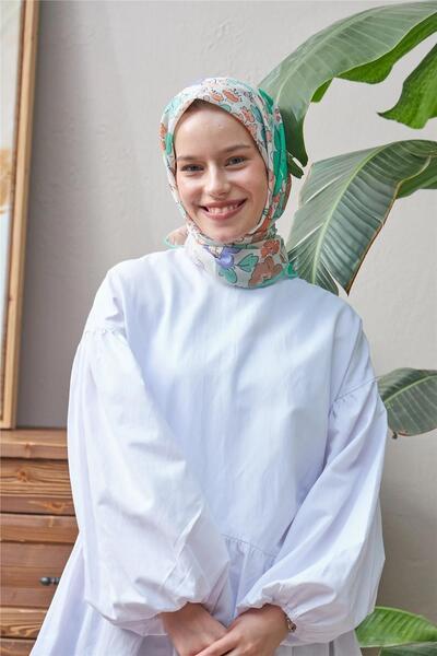 İpekhan Eșarfă din viscoză din bumbac verde mentă narcise