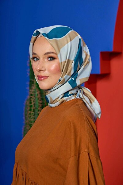 İpekhan مجموعة مراكش وشاح ناعم من جينز المنك الأزرق 1207-11