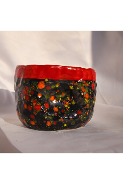 Lily & Loly Ceramics Colorful Glitter Red Handless Handmade Ceramic Mug - 200 ml