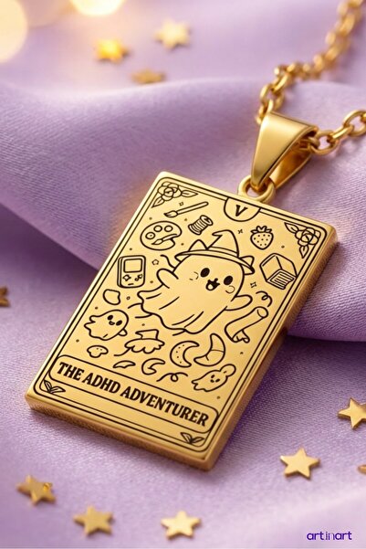 ArtinArt قلادة التاروت للمغامر المصاب بفرط الحركة ونقص الانتباه |   قلادة نسا...