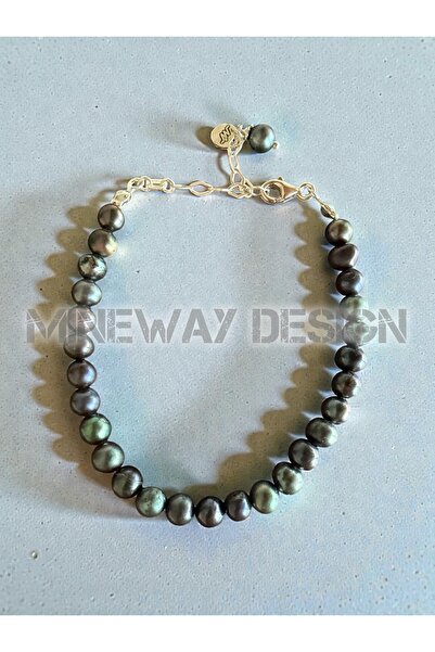 Mineway Design Lilith Bileklik Doğal Siyah Inci Gümüş Bileklik