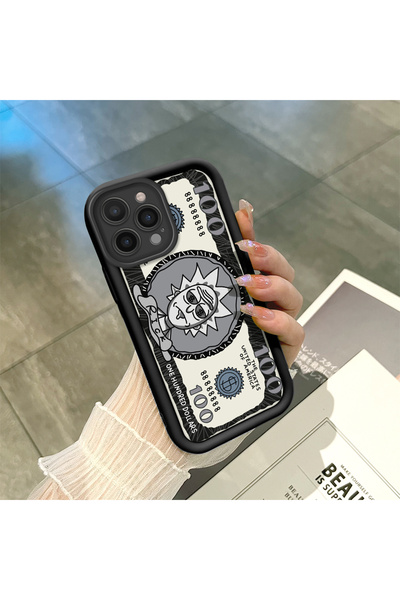 ucuc غطاء هاتف متوافق مع آيفون 16 برو من السيليكون الأسود بنمط ممتع يمتص الصدمات