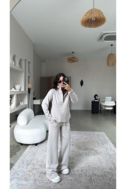 Buket Teke Beige Zippered Thessaloniki Suit