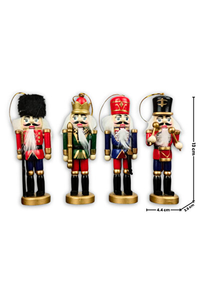 duoguo Nutcracker figurine, 13 cm, Wood, Set of 4 figurines, Christmas decoration, painted wood