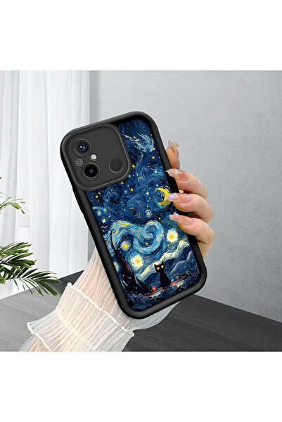 ucuc Xiaomi Redmi 12C Uyumlu Siyah Silikon Kedi Desenli Şok Absorbe Edici Tel...