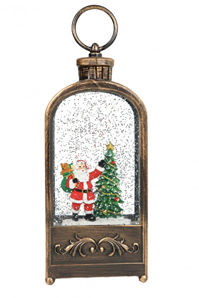 OEM Felinar muzical decorativ, Tip Mos Craciun langa Brad, cu LED, cu zapada,...