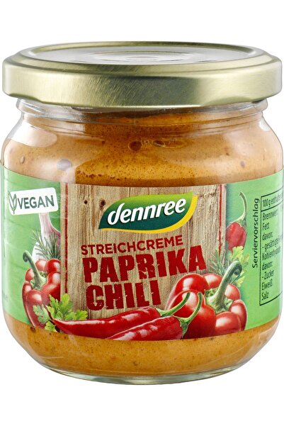 Dennree Crema tartinabila cu ardei rosu si chilli bio 180g