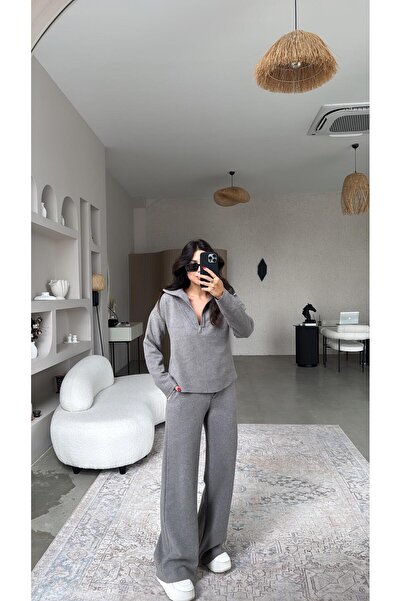 Buket Teke Stone Gray Zippered Thessaloniki Suit