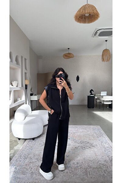 Buket Teke Black Parachute Fabric Detailed Modal Suit